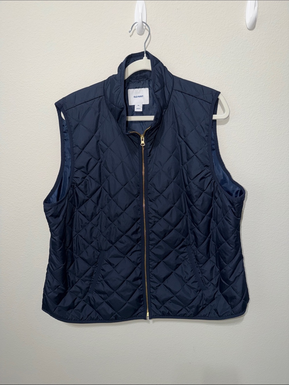 NWOT Old Navy Navy Quilted Zip Vest with Gold Zipper